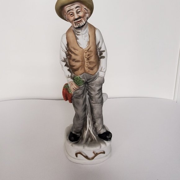 Cute Farmer & His Wife Figurines Handpainted Ceramic Countrycore Southwestern - Picture 10 of 11